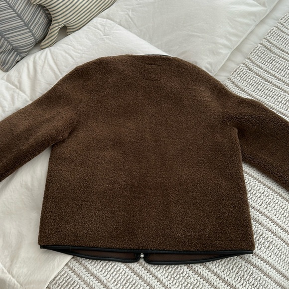 ZARA JACKET WITH FAUX SHEARLING BROWN BLACK XS SHERPA TEDDY COAT FAUX LEATHER - Picture 10 of 10